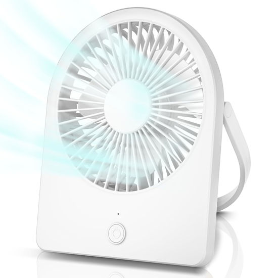 Picture of buywoo 3.5" USB FAN, Strong Wind Ultra Quiet Small Desk Fan Foldable 3 Speeds Adjustable, USB-C Corded Powered Personal Fan for Home, Office, Desktop, White