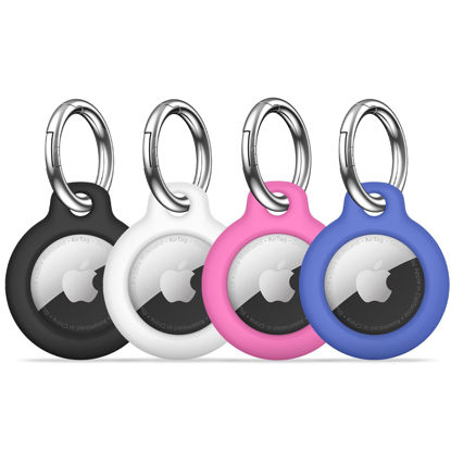 Picture of 【4 Pack】 MOLOSLEEVE Airtag Holder Air Tag Case with Keychain, Anti-Scratch Airtags Key Chain for Apple Air Tags, Airtag Accessories for GPS Item Finder Tracker, Multicolor