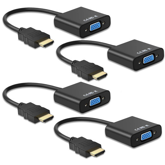 Picture of Ankey 4Pcs HDMI to VGA, Gold-Plated HDMI to VGA Adapter Converter (Male to Female) for Computer, Desktop, Laptop, PC, Monitor, Projector, HDTV