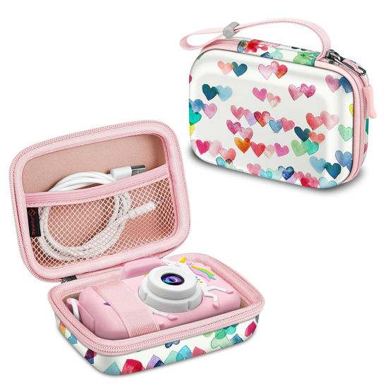 Picture of Fintie Kids Camera Case Compatible with Seckton/Goopow/Dylanto/GKTZ/Mgaolo/ASIUR/SUZIYO/CIMELR/Kids Camera Toys & Video Camera, Hard Carrying Bag with Inner Pocket, Raining Hearts