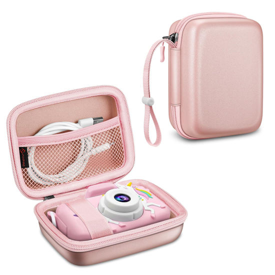 Picture of Fintie Kids Camera Case Compatible with Seckton/Goopow/Dylanto/GKTZ/Mgaolo/ASIUR/SUZIYO/CIMELR/Kids Camera Toys & Video Camera, Hard Carrying Bag with Inner Pocket, Rose Gold