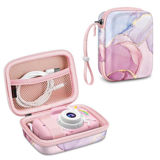 Picture of Fintie Kids Camera Case Compatible with Goopow/Mgaolo/CIMELR/Seckton/GKTZ/Desuccus/OZMI/Agoigo/Ourlife/Unicorn Kids Camera Toys & Video Camera, Hard Carrying Bag with Inner Pocket, Dreamy Marble