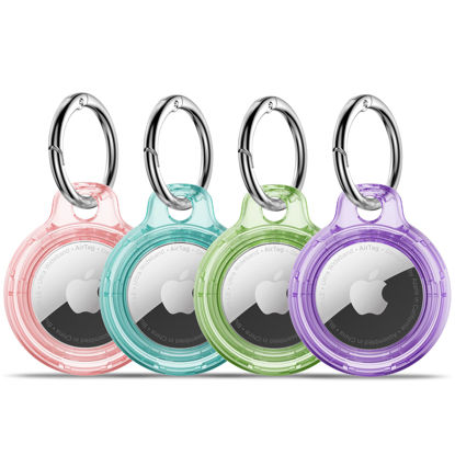 Picture of 【4 Pack】 MOLOSLEEVE Airtag Holder Air Tag Case with Keychain, Anti-Scratch Airtags Key Chain for Apple Air Tags, Airtag Accessories for GPS Item Finder Tracker, Multicolor