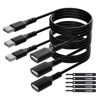 Picture of 3 Pack USB Extension Cable 6 FT, USB 2.0 Type A Male to Female Extender Cord Adapter, Compatible with Printer, Keyboard, Mouse, Flash Drive, Hard Drive, Controller, Black Cable with 5 Cable Ties