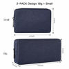 Picture of 2-Pack Portable Storage Pouch Bag, Universal Electronics Accessories Case Cable Organizer Compatible with Hard Drive, Laptop Mouse, Power Bank, Adapter, Cellphone, Cosmetics (Small+Big-Navy Blue)