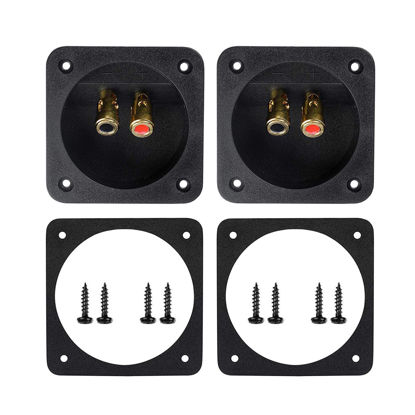 Picture of YTYKINOY 2 Pcs 3.1” Double Binding Round Gold Plate Push Spring Loaded Jacks Speaker Box Terminal Cup