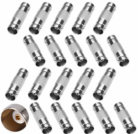 Picture of TJMD BNC Connectors 50 Pcs BNC Barrel connectors BNC Female to Female Straight Coupler Adapter for CCTV Camera Survelliance System