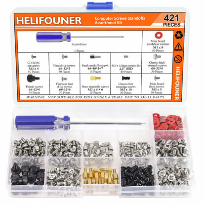 Picture of HELIFOUNER 421 Pieces Computer Standoffs Screws Assortment Kit with a Screwdriver