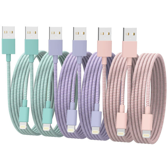 Picture of [Apple MFi Certified] iPhone Charger, 6Pack (3/3/6/6/6/10 FT) Fast Charging Long Lightning Cable, High Speed Transfer USB Charger Cord for iPhone 14 13 12 11 Pro Max/XR/XS/X/8/7/6Plus iPad