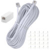 Picture of Ubramac 50Feet Long Telephone Extension Cord Phone Cable Line Wire, with Standard RJ11 Plug and 1 in-Line Couplers and 25 Cable Clip Holders-White