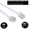 Picture of Ubramac 50Feet Long Telephone Extension Cord Phone Cable Line Wire, with Standard RJ11 Plug and 1 in-Line Couplers and 25 Cable Clip Holders-White