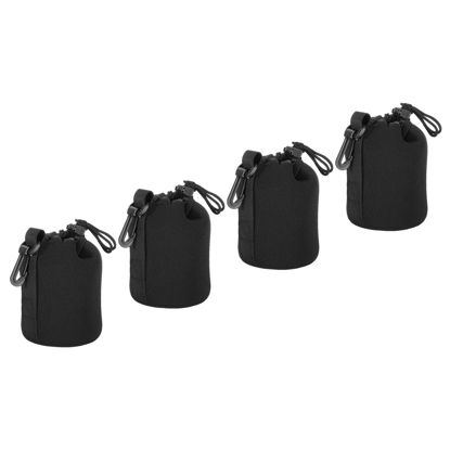 Picture of PATIKIL Camera Lens Bag, 4 Pcs 3.5" ID x 5.5" H Drawstring Lens Pouch with Thick Protective Neoprene, Lens Case for DSLR Camera Lens, Water Coffee Cups Black