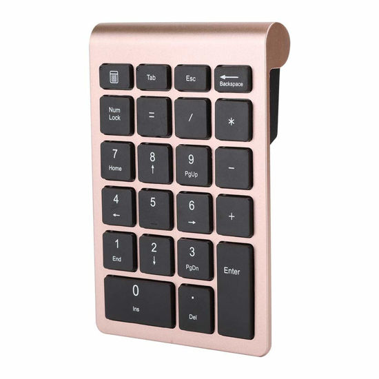 Picture of Wireless Numeric Keypad, Mini Digital Numpad 22 Keys Ergonomic Number Pad Keyboard with 2.4G USB Receiver for Laptop/PC/Desktop(Rose Gold)