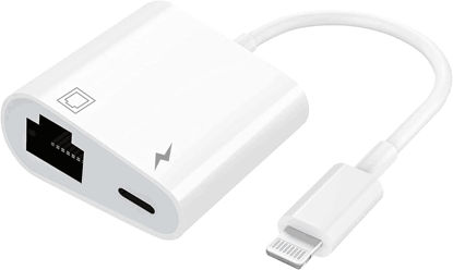 Picture of Lightning to Ethernet Adapter, [Apple MFi Certified] 2 in 1 Lightning to RJ45 Ethernet LAN Network Adapter for iPhone/iPad/iPod,Supports 100Mbps Ethernet Network with Charge Port,Plug and Play,All iOS