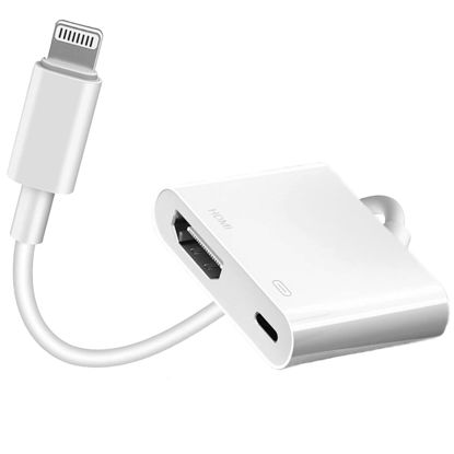 Picture of fabcords Lightning to HDMI Adapter Digital AV, for iPad iPhone to HDMI Adapter 1080P with Lightning Charging Port Compatible for iPhone, iPad and iPod Models and TV Monitors Projector