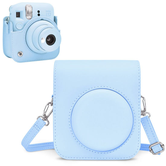 Picture of Rieibi Camera Case Compatible with Fuji Instax Mini 12 - Polaroid Instax 12 Carry Case for Fujifilm Instax Mini 12 Instant Camera - Fuji mini 12 Bag Cover with Strap - Pastel Blue