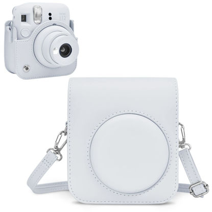 Picture of Rieibi Camera Case Compatible with Fuji Instax Mini 12 - Polaroid Instax 12 Carry Case for Fujifilm Instax Mini 12 Instant Camera - Fuji mini 12 Bag Cover with Strap - Clay White