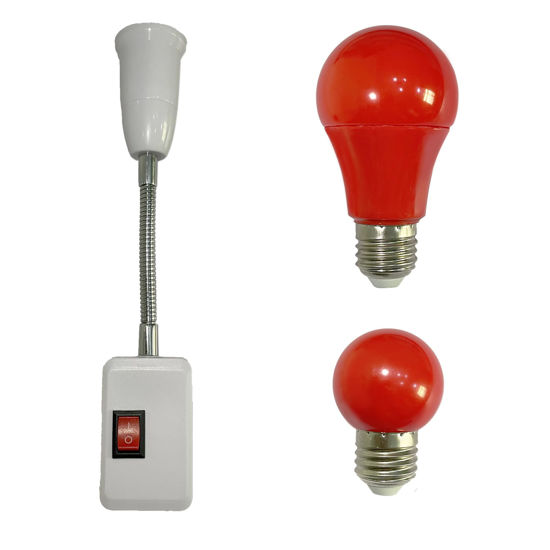 Picture of YCCLDIPL Darkroom Safe Light Portable Red Lamp, E27 LED Screw Mouth Wall Light 360 Degree Desk Light with Switch