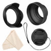 Picture of Veatree 77mm Lens Hood Set, Collapsible Rubber Lens Hood with Filter Thread + Reversible Tulip Flower Lens Hood + Center Pinch Lens Cap + Microfiber Lens Cleaning Cloth