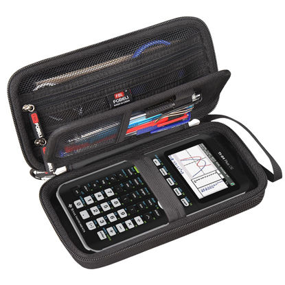 Picture of FBLFOBELI Hard Case for Texas Instruments TI-84 Plus CE/TI-84 Plus/TI-83 Plus/Casio fx-9750GIII Color Graphing Calculator, Mesh Pocket for Pens, Cables and Other Accessories (Case Only) (Black)