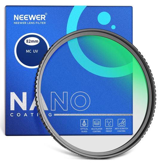 Picture of NEEWER 82mm MC UV Protection Filter 24 Layer Multi Resistant Nano Coatings/HD Optical Glass/Water Repellent/Scratch Resistant/Aluminum Alloy Ultra Slim Frame/Ultraviolet Filter