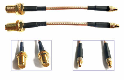 Picture of Pack of 2 RF RG316 Pigtail SMA Female Antenna Connector to Straight MMCX Male no Angle Coaxial Cable Adapter (2.5 inches (6.5 cm))