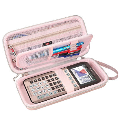 Picture of FBLFOBELI Hard Case for Texas Instruments TI-84 Plus CE/TI-84 Plus/TI-83 Plus/Casio fx-9750GIII Color Graphing Calculator, Mesh Pocket for Pens, Cables and Other Accessories (Case Only) (Rose Gold)