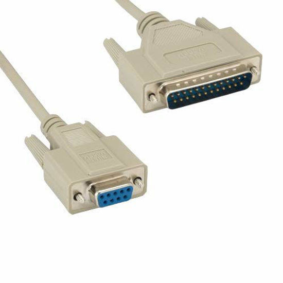 Picture of KENTEK 6 Feet FT DB9 Female to DB25 Male Null Modem Serial Printer Cable Adapter Cord 28 AWG F/M Molded D-SUB RS-232 Crossover 9 to 25 Pin for PC Mac Serial Device