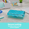 Picture of It's Academic Metallic pencil Case Box, Hard Plastic, Stylish Quited-Pattern Lid, Blue