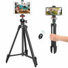 Picture of 55" Mobile Phone/Tablet Tripod, Lightweight Adjustable Aluminum Stand with 360° Ball Head,Remote Shutter and Phone/Tablet Mount for Live Streaming, Video Calls, Teaching and Camera Shooting