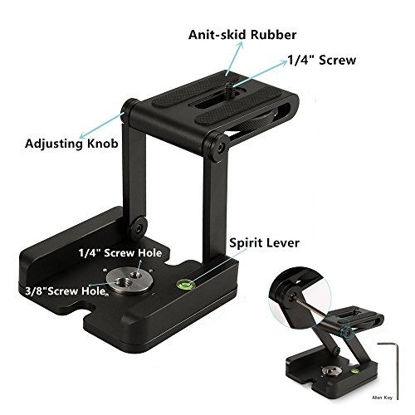 Picture of TEKCAM Z Flex Tilt Tripod Head Quick Release Plate Aluminum Alloy Folding Desktop Stand Holder Tripod for DSLR Camera Canon Nikon Sony