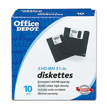 Picture of Office Depot Brand 3.5" Diskettes, IBM Format, DS/HD, Black, Box of 10