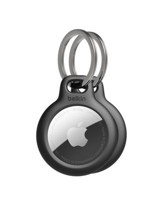 Picture of Belkin Apple AirTag Secure Holder with Key Ring - Durable Scratch Resistant Case With Open Face & Raised Edges - Protective AirTag Keychain Accessory For Keys, Pets, Luggage, Backpacks -2 Count Black