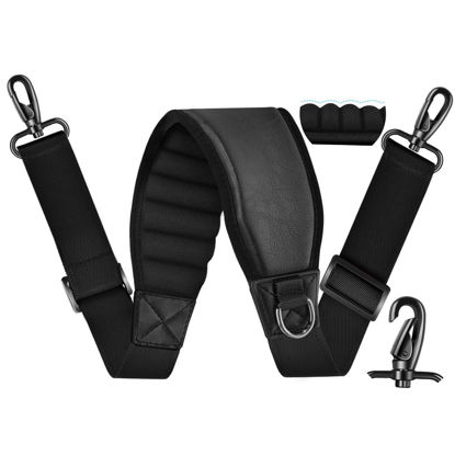 Picture of ZINZ 77" Shoulder Strap with Neoprene Thick Padded, Universal Bag Strap with Double Adjustable Buckles and Metal Swivel Hooks,Black