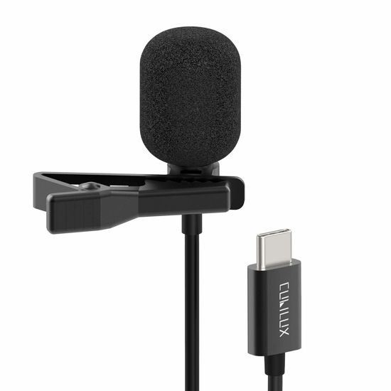 Picture of Cubilux USB C Microphone, Type C Lavalier Lapel Clip MIC Compatible with Samsung Galaxy S24/S23/S22/S21Ultra Tab S9/S8/S7/S6, iPhone 15, iPhone 15 Pro Max, iPad Pro, Pixel 8/7/6 Pro 7a/6a, 10 Feet