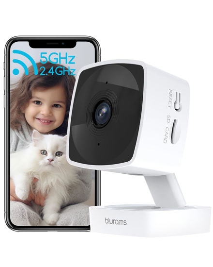 Picture of blurams 2.4G/5G Security Camera Indoor, 2K Pet Camera Indoor with Phone App, Foldable WiFi Baby Camera w/Motion Detection, 2-Way Talk, IR Night Vision