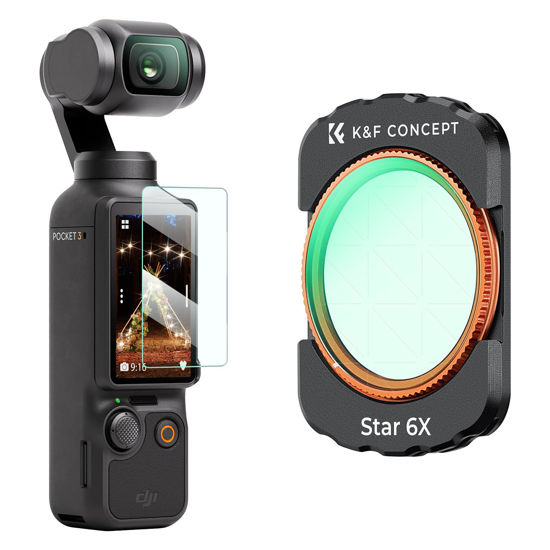 Picture of K&F Concept Magnetic Star Filter for DJI Osmo Pocket 3, 6 Points Cross Screen Starburst Sparkling Effect Lens Filter, Optical Glass/HD/Multi-Coated Filters