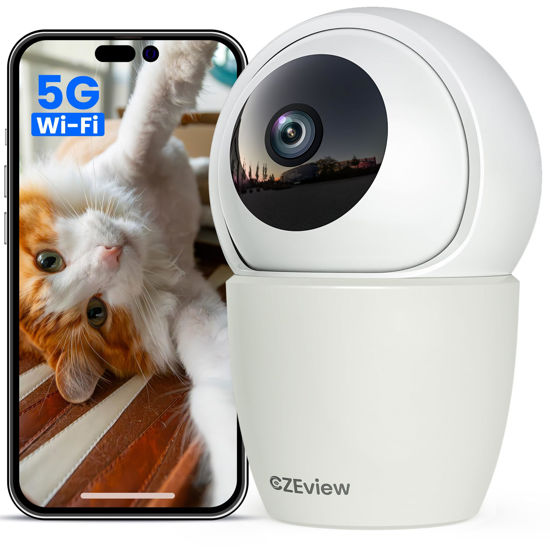 Picture of CZEview 3K 5MP Security Camera Indoor, 2.4/5Ghz WiFi Pet Camera Baby Monitor with Phone App, Remote Pan Tilt Zoom, Night Vision, Motion Detection, Auto Tracking, Two Way Talk (5MP-Gray)