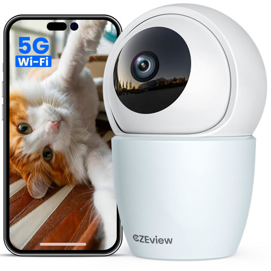 Picture of CZEview 3K 5MP Security Camera Indoor, 2.4/5Ghz WiFi Pet Camera Baby Monitor with Phone App, Remote Pan Tilt Zoom, Night Vision, Motion Detection, Auto Tracking, Two Way Talk (5MP-Blue)