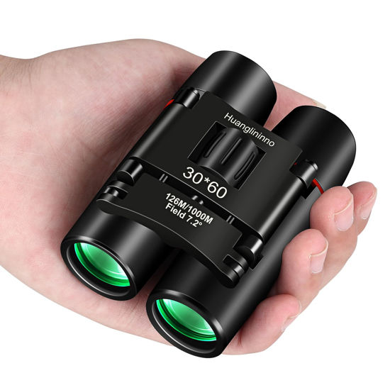 Picture of PISEZ 30X60 Compact Binoculars for Adults and Kids，Lightweight Foldable Easy Focus Small Binoculars for Bird Watching Hunting Concert Traveling Theater Opera Sightseeing