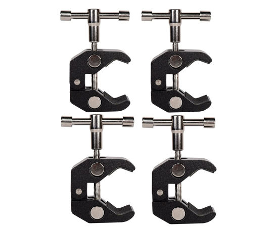 Picture of QYXINC 4Pack Super Clamp with 1/4 and 3/8 Thread for Photography,Camera Monitor, Plate Glass,LED Light, Umbrellas,Hooks, Shelves, Cross Bars,Photo Accessories