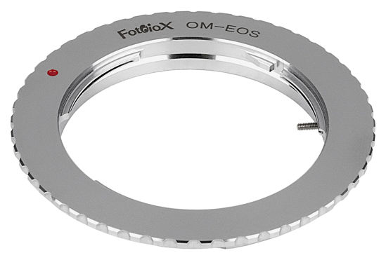 Picture of Fotodiox Lens Mount Adapter - Olympus Zuiko (OM) 35mm SLR Lens to Canon EOS (EF, EF-S) Mount SLR Camera Body