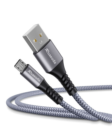 Picture of Ruaeoda Micro USB Cable Android Charger 6ft 2PACK with Gold-Plated PS4 Charger Cable - High Speed 2.0 USB A Male to Micro USB Nylon Braided Cable for Android Phone