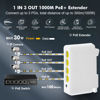 Picture of Gigabit PoE Passthrough Switch, 1 PoE in 3 PoE Out Extender, IEEE802.3af/at PoE Powered, 10/100/1000Mbps Ethernet, din-Rail & Wall Mount