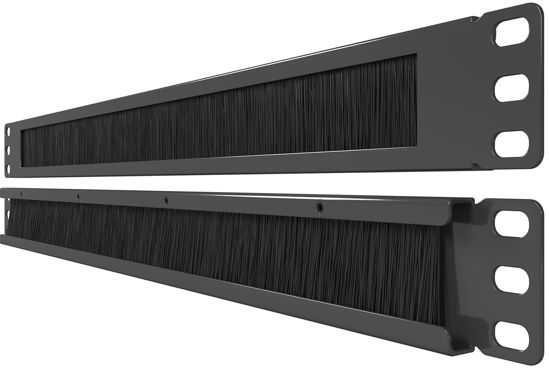 Picture of 1U Brush Panel (2 Pack) 19 inch Rackmount Strip Cable Management Spacer for Network Server Rack Cabinet Enclosure - High Density Filler (Increased Airflow - Decreased Dust Acumulation) Tupavco TP1710