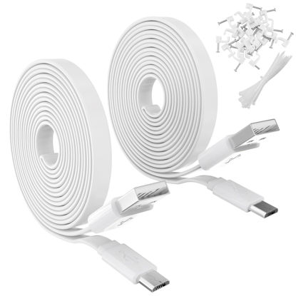 Picture of ANLINK 2 Pack 10FT Flat Power Extension Cable for WyzeCam YI Camera NestCam Blink Cam Netvue Kasa Cam Cloud Camera Arlo Q Furbo Dog, USB to Micro USB Durable Charging and Data Sync Cord