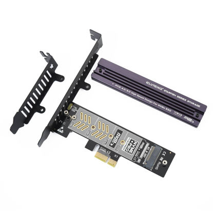 Picture of ELUTENG PCIe NVMe Adapter with Aluminum Heatsink M.2 PCIe Adapter Supports PCI-Express X1 X4 X8 X16 Slots NVMe PCIe Card Low Profile Bracket Max 4TB Support 2230 2242 2260 2280 SSD