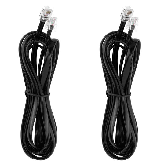 Picture of LanSenSu RJ12 Cable Phone Cord RJ12 6P6C Male to Male Straight Wired for Both Data and Voice Use - 2Pack (Black, 10FT)