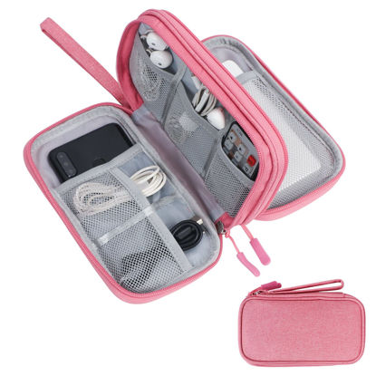 Picture of Skycase Electronic Organizer Travel Case - Waterproof Travel Cord Organizer Pouches for Organization, Cable Organizer, All-in-One Double Layers Storage Bag for Accessories, Charger, Cable, Pink