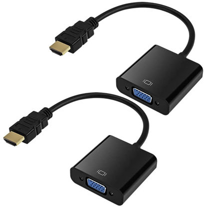 Picture of HDMI to VGA, Gold-Plated HDMI to VGA Adapter (Male to Female) for Computer, Desktop, Laptop, PC, Monitor, Projector, HDTV, Chromebook, Raspberry Pi, Roku, Xbox and More - Black (2 Pack)